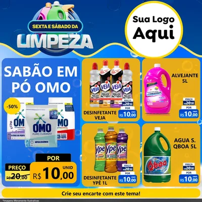Modelo de Rede Social para Feed Facebook com o tema Sexta e Sábado da Limpeza para Produtos de Limpeza