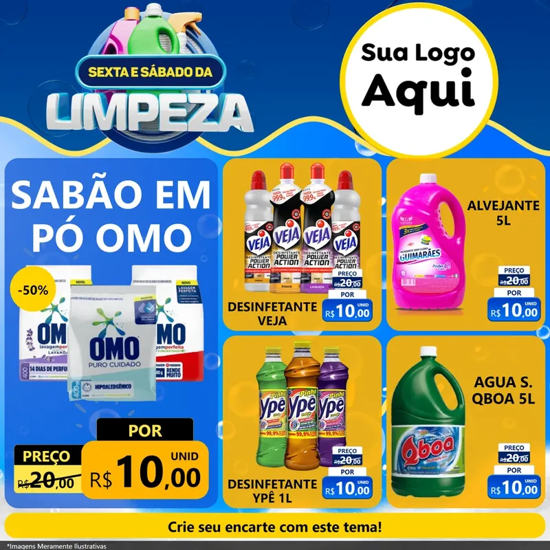 Modelo de Rede Social para Feed Facebook com o tema Sexta e Sábado da Limpeza para Produtos de Limpeza
