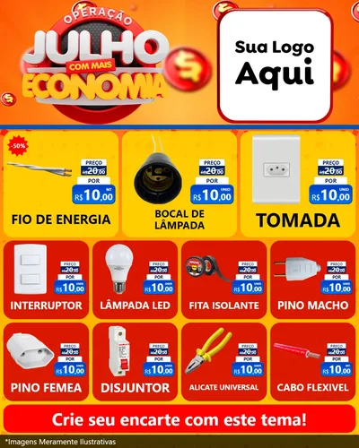 Modelo de Rede Social para Feed Instagram com o tema Operação Julho Com Mais Economia para Materiais Elétricos