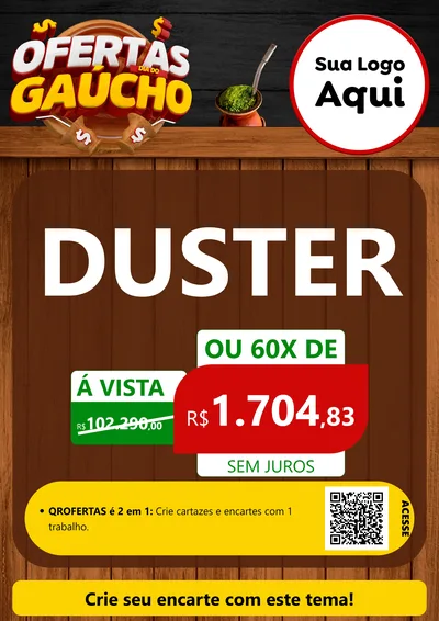 Modelo de Cartaz para Cartaz A4 Vertical com o tema Ofertas Dia do Gaúcho para Concessionaria de Carros
