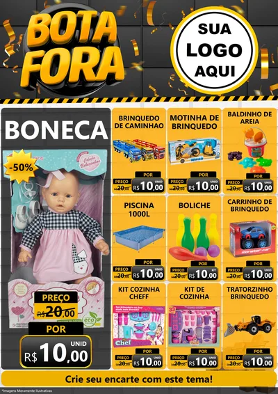 Modelo de Encarte para Encarte A4 Vertical com o tema Bota Fora para Brinquedos