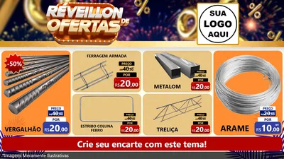 Modelo de TV para TV Horizontal com o tema Réveillon de Ofertas para Ferragens