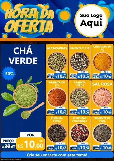 Modelo de Encarte para Encarte A4 Vertical com o tema Hora da Oferta para Produtos Naturais