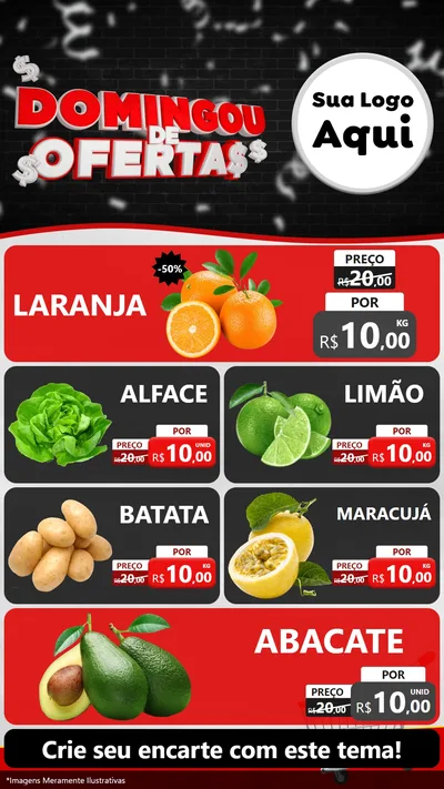 Modelo de TV para TV Vertical com o tema Domingou de Ofertas para Hortifrúti