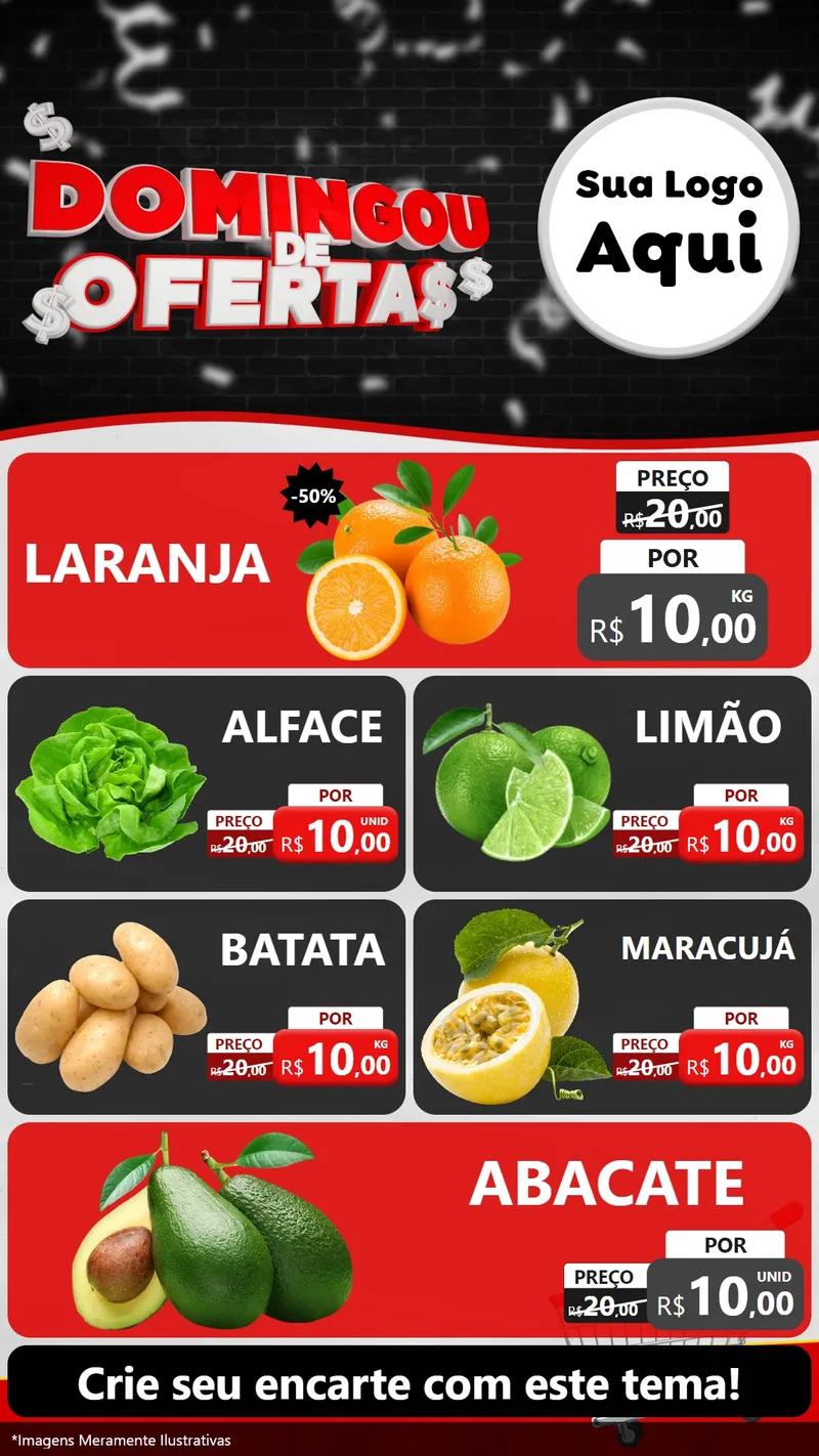 Modelo de TV para TV Vertical com o tema Domingou de Ofertas para Hortifrúti