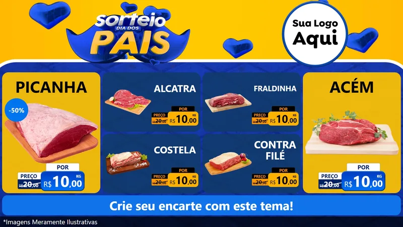 Modelo de TV para TV Horizontal com o tema Sorteio Dia dos Pais para Açougue