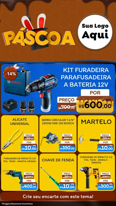 Modelo de Rede Social para Stories com o tema Páscoa para Maquinas e Ferramentas