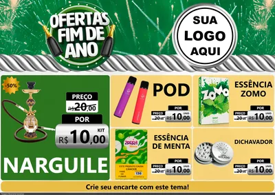 Modelo de Encarte para Encarte A4 Horizontal com o tema Ofertas Fim de Ano para Tabacaria