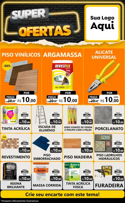 Modelo de Encarte para Encarte Grande com o tema Super Ofertas para Material para Construção