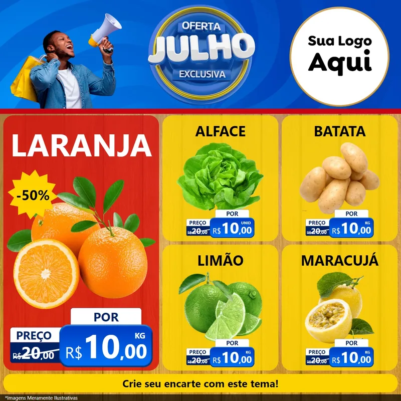 Modelo de Rede Social para Feed Facebook com o tema Oferta Exclusiva, Julho para Hortifrúti
