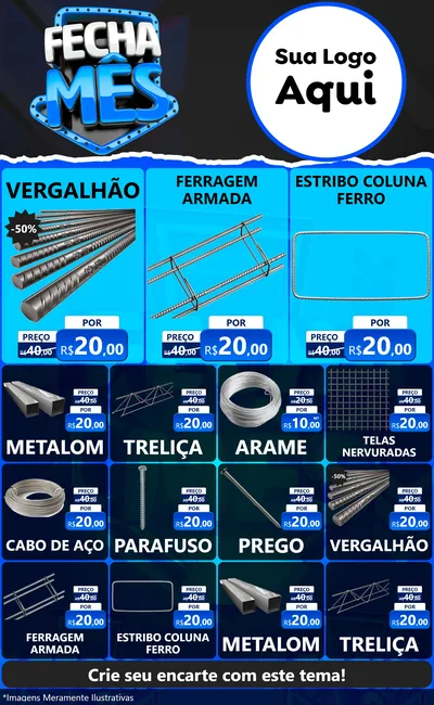 Modelo de Encarte para Encarte Grande com o tema Fecha Mês para Ferragens