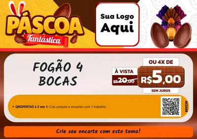 Modelo de Cartaz para Cartaz A4 Horizontal com o tema Páscoa Fantástica para Móveis e Eletro