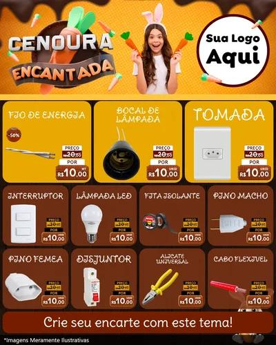 Modelo de Rede Social para Feed Instagram com o tema Cenoura Encantada - Páscoa para Materiais Elétricos