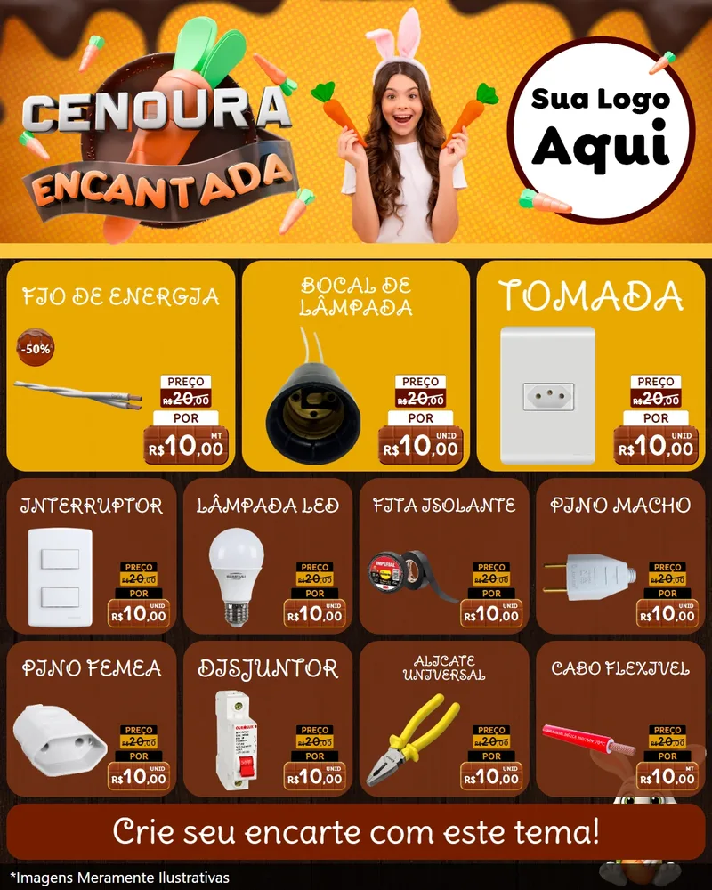 Modelo de Rede Social para Feed Instagram com o tema Cenoura Encantada - Páscoa para Materiais Elétricos
