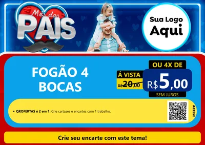 Modelo de Cartaz para Cartaz A4 Horizontal com o tema Mês Dos Pais para Móveis e Eletro