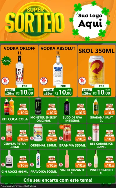 Modelo de Encarte para Encarte Grande com o tema Super Sorteio para Distribuidora de bebidas