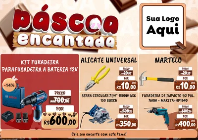 Modelo de Encarte para Encarte A4 Horizontal com o tema Páscoa Encantada para Maquinas e Ferramentas