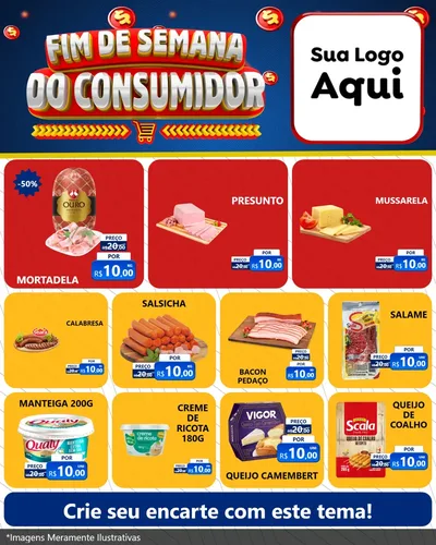 Modelo de Rede Social para Feed Instagram com o tema Fim de Semana do Consumidor para Frios e Laticínios