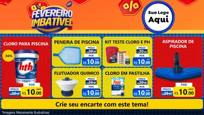 Modelo de TV para TV Horizontal com o tema Fevereiro Imbatível para Produtos para Piscina