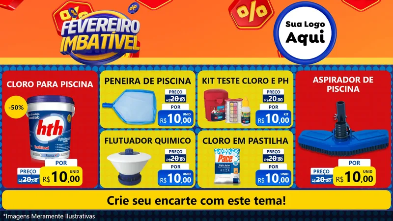 Modelo de TV para TV Horizontal com o tema Fevereiro Imbatível para Produtos para Piscina