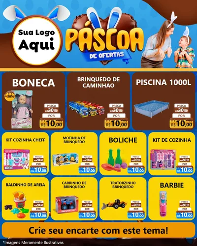 Modelo de Rede Social para Feed Instagram com o tema Páscoa de Ofertas para Brinquedos