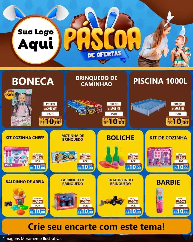 Modelo de Rede Social para Feed Instagram com o tema Páscoa de Ofertas para Brinquedos