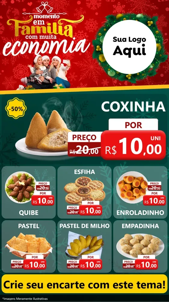 Modelo de Rede Social para Stories com o tema Momento em Família (Natal) para Salgadaria