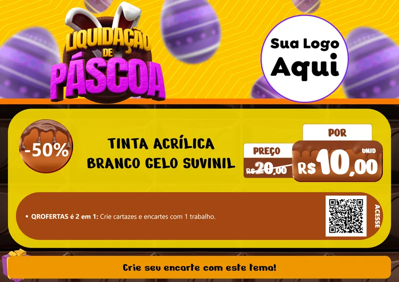 Modelo de Cartaz para Cartaz A4 Horizontal com o tema Liquidação de Páscoa para Tintas e Ferramentas