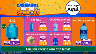 Modelo de TV para TV Horizontal com o tema Carnaval de Ofertas para Água e gás