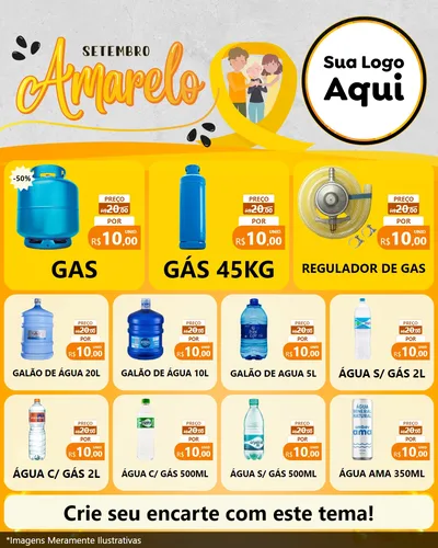 Modelo de Rede Social para Feed Instagram com o tema Setembro Amarelo para Água e gás