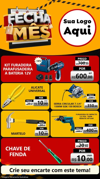 Modelo de TV para TV Vertical com o tema Fecha Mês para Maquinas e Ferramentas