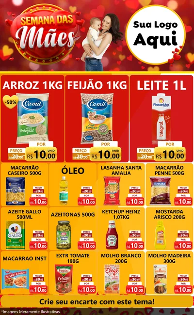 Modelo de Encarte para Encarte Grande com o tema Semana das Mães para Supermercado