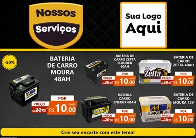 Modelo de Encarte para Encarte A4 Horizontal com o tema Nossos Serviços para Baterias Elétricas