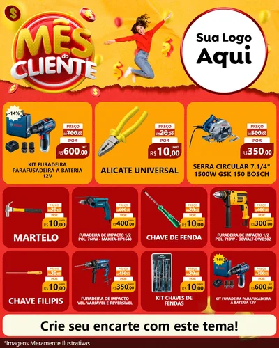 Modelo de Rede Social para Feed Instagram com o tema Mês do Cliente para Maquinas e Ferramentas