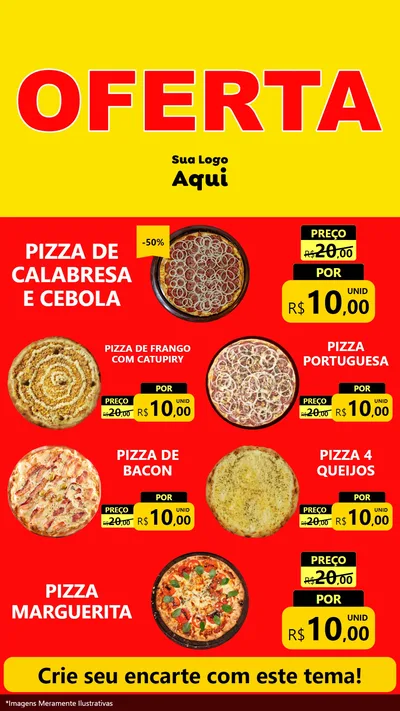 Modelo de TV para TV Vertical com o tema OFERTA - Vermelho Cartaz para Pizzaria