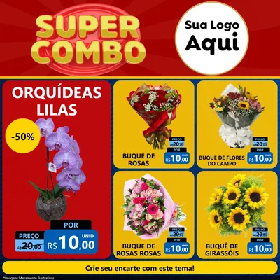 Modelo de Rede Social para Feed Facebook com o tema Super Combo para Floricultura e jardim