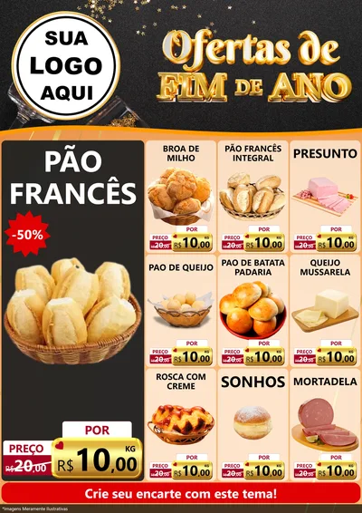 Modelo de Encarte para Encarte A4 Vertical com o tema Ofertas de Fim de Ano para Padaria