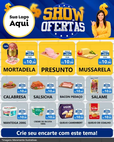 Modelo de Rede Social para Feed Instagram com o tema Show de Ofertas para Frios e Laticínios
