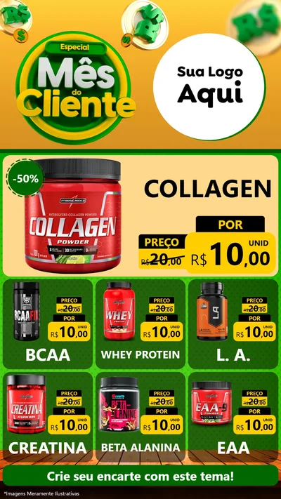 Modelo de Rede Social para Stories com o tema Especial Mês do Cliente para Suplementos alimentares