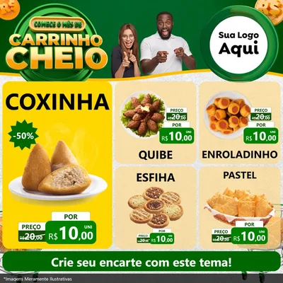 Modelo de Rede Social para Feed Facebook com o tema Carrinho Cheio para Salgadaria