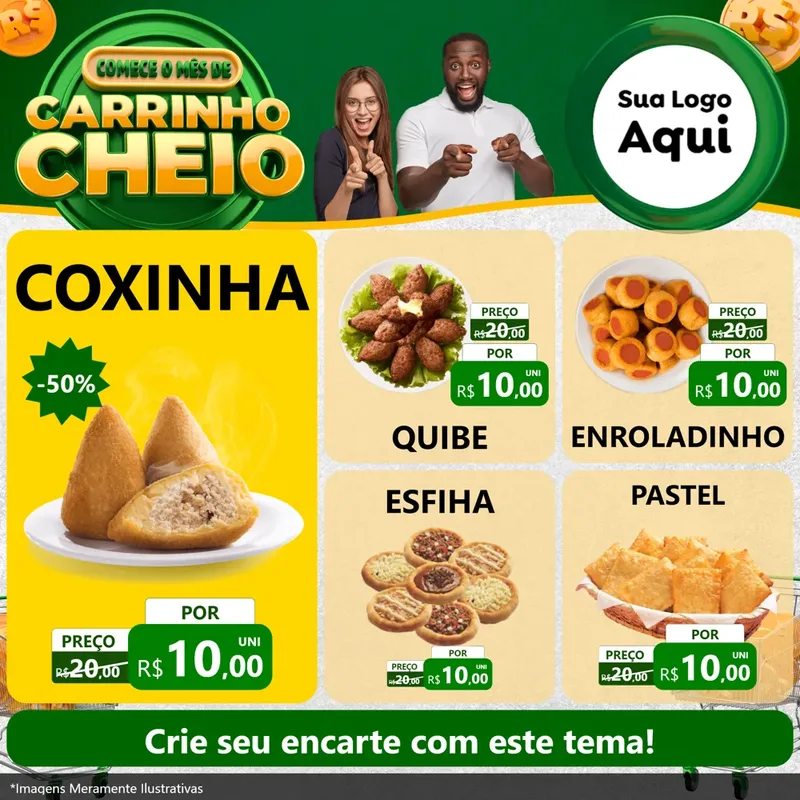 Modelo de Rede Social para Feed Facebook com o tema Carrinho Cheio para Salgadaria
