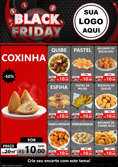 Modelo de Encarte para Encarte A4 Vertical com o tema Black Friday para Salgadaria