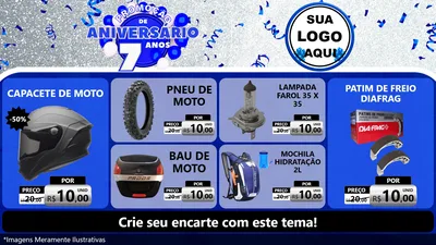 Modelo de TV para TV Horizontal com o tema Promoção de Aniversário - 7 Anos para Moto peças