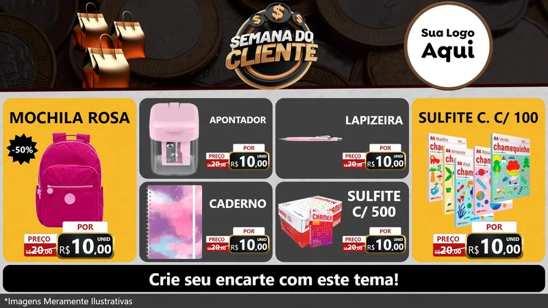 Modelo de TV para TV Horizontal com o tema Semana do Cliente para Papelaria