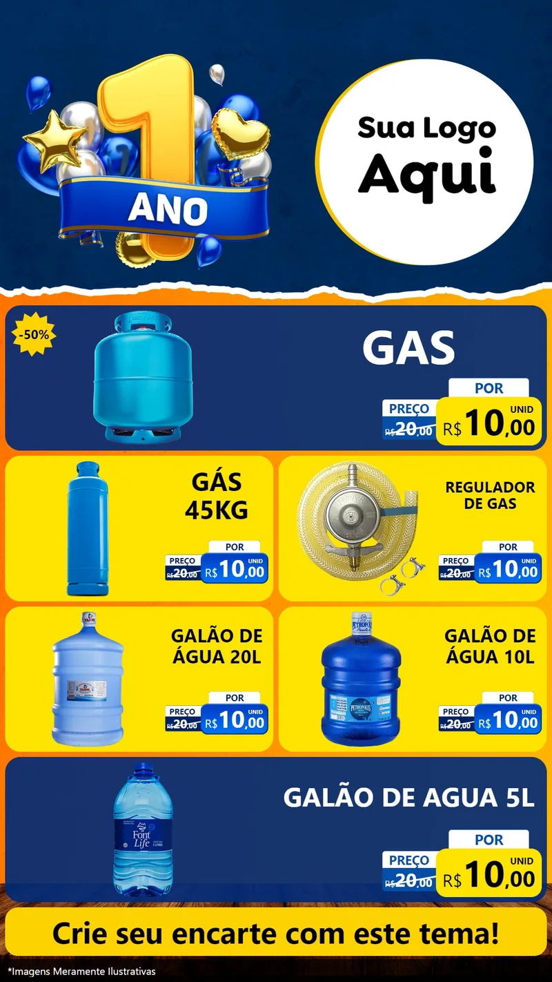 Modelo de TV para TV Vertical com o tema Um Ano de Aniversário para Água e gás