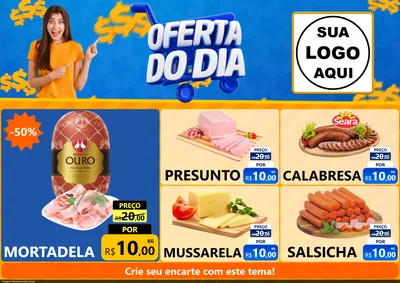 Modelo de Encarte para Encarte A4 Horizontal com o tema Oferta do Dia para Frios e Laticínios