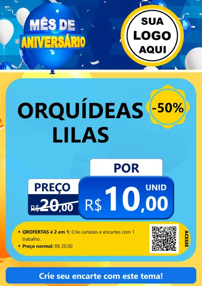 Modelo de Cartaz para Cartaz A4 Vertical com o tema Mês de Aniversário para Floricultura e jardim