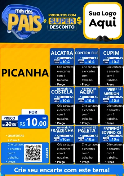 Modelo de Cartaz para Cartaz A4 Vertical com o tema Mês dos Pais para Açougue