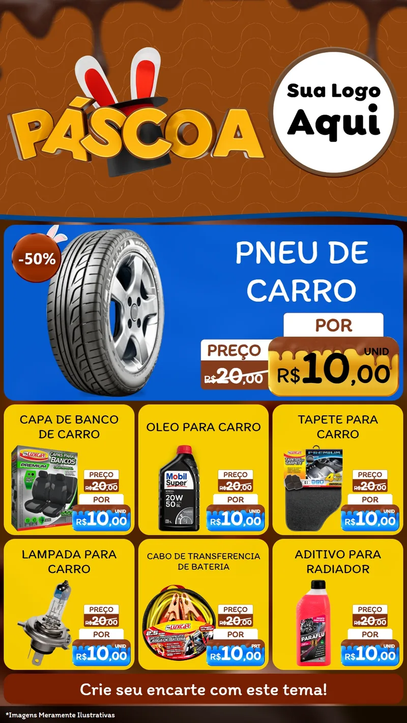 Modelo de Rede Social para Stories com o tema Páscoa para Auto peças