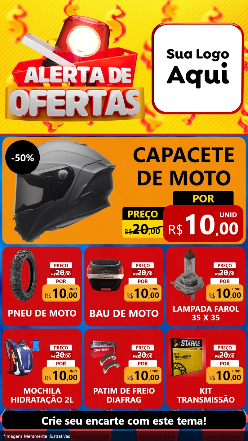 Modelo de Rede Social para Stories com o tema Alerta de Ofertas para Moto peças